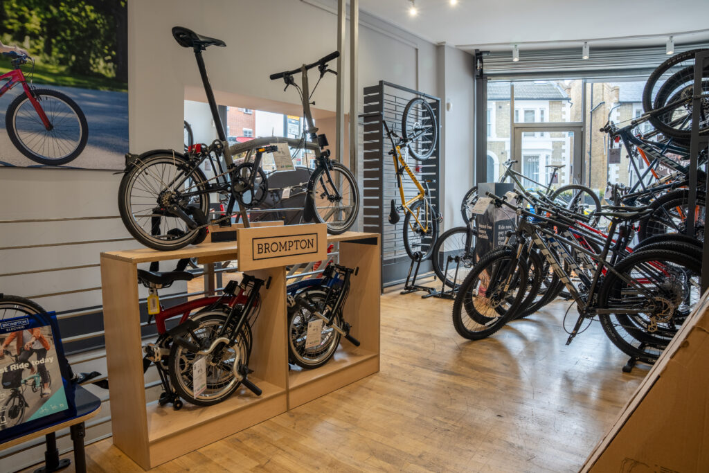 Inside the store at Balfe's Bikes Fulham