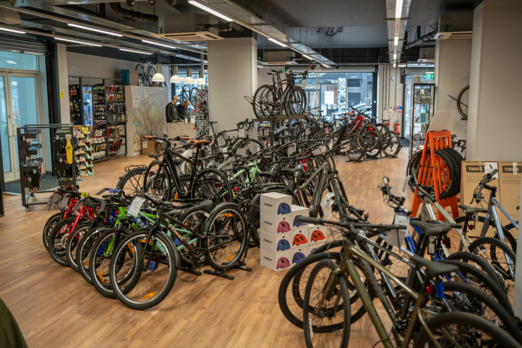 Inside the store at Balfe's Bikes Kingston