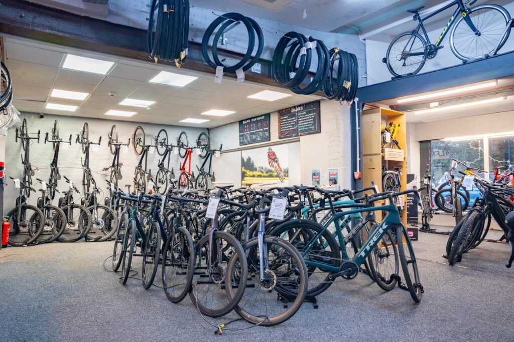 Inside the store at Balfe's Bikes Reigate